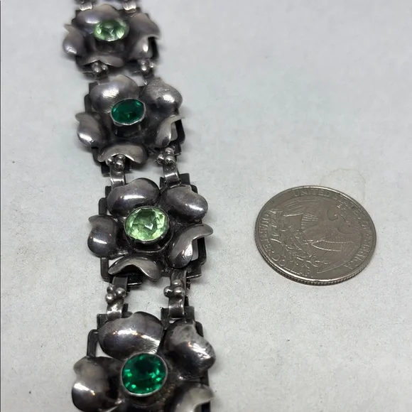 Gorgeous Hobe sterling silver floral bracelet.